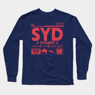 Vintage Sydney SYD Airport Code Travel Day Retro Travel Tag Australia Long Sleeve T-Shirt